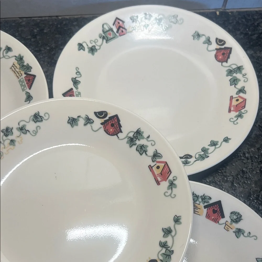 7” SET OF 5 Corelle salad plates. GARDEN HOME   Like new!!